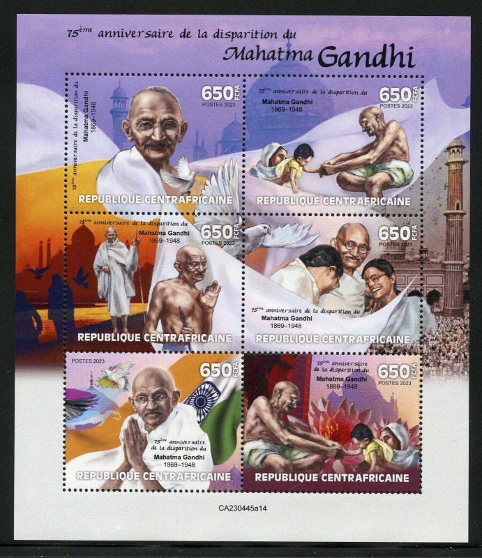 CENTRAL AFRICA  2023 75th MEMORIAL ANNIVERSARY OF MAHATMA GANDHI SHEET MINT NH