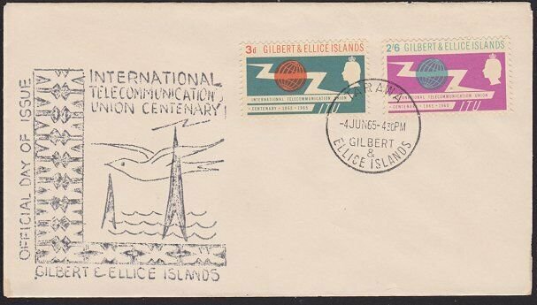 GILBERT & ELLICE IS 1965 ICY set on commem FDC - Tarawa cds.................5979