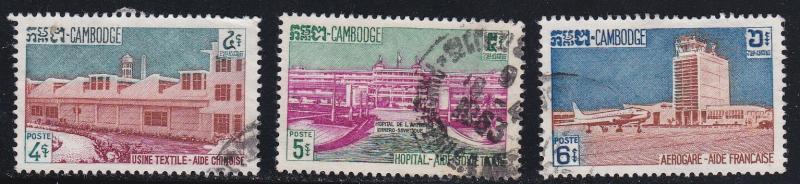 Cambodia # 103-105, Foreign Aid Projects, Used, 1/3 Cat.
