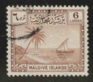 Maldives Scott 23 Used 1950 sailboat stamp