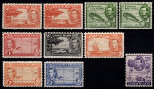 Cayman Islands 1938-48 George VI Def., Part Set incl. perf. var. [Unused]