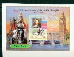 BELIZE 350th ANNIVERSARY OF  BRITISH POST OFFICE  IMPERF SOUVENIR SHEET MINT NH