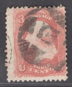 US Stamp #94 3c Rose Washington F Grill USED SCV $12.50