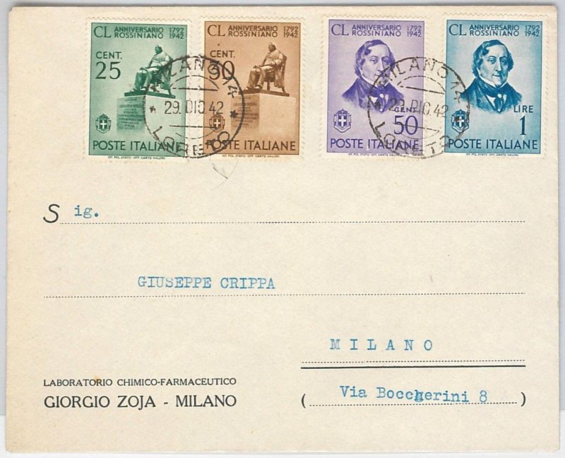 43219 - ITALY - POSTAL HISTORY - COVER - MUSIC: ROSSINI 1942-
