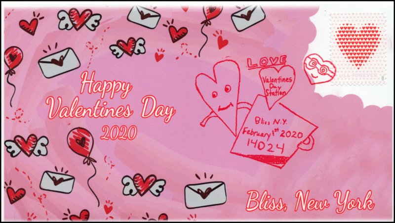 20-011, 2020, SC 5429, Valentines Day , Pictorial Postmark, Event Cover,