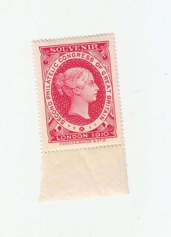 SECOND PHILATELIC CONGRESS GREAT BRITAIN LONDON 1910 RED MINT