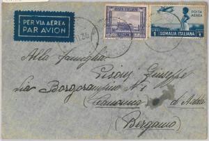 54059 - ITALY COLONIES: SOMALIA - Sass 221 + PA 21 on GIGGICA to BERGAMO ENVELOPE-