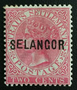 MALAYA 1884 SELANGOR opt STRAITS SETTLEMENTS QV Wide E & A MH T.18 SG#25 M3467