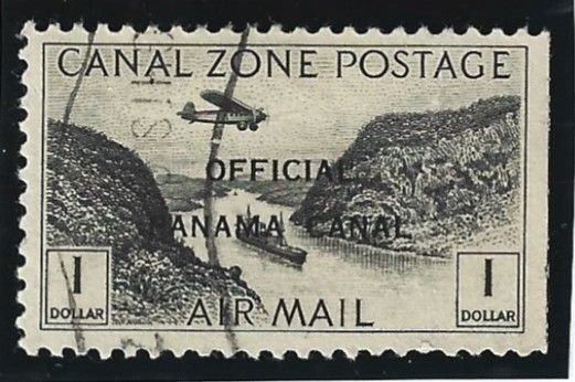 Canal Zone Scott #CO7 Used $1 Official Air w/ V Cancel 2021 CV $10.00++