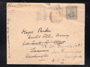 Trinidad 1922 cover to Tacoma, WA franked 2p gray Britannia, Scott 15