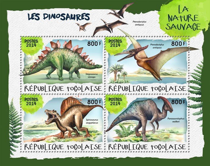 TOGO - 2019 - Dinosaurs #1 - Perf 4v Sheet - Mint Never Hinged