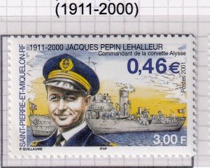 SPM ,  St. Pierre et Miquelon 2001 - Commander Pepin    - MNH  single   # 716