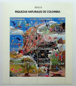 COLOMBIA Sc 1184 NH MINISHEET OF 2002 - NATURE - BIRDS - SEA LIFE - (CT5)