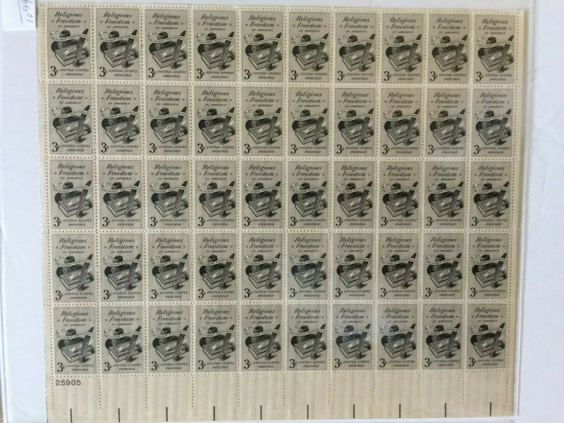 US,999,1001,1000,1074,1088,1087,MNH VF,6 FULL SHEETS,1950'S COLLECTION