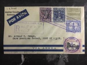 1931 US Consulate Guatemala first flight  cover FFC Miami USA To Trinidad Tobago