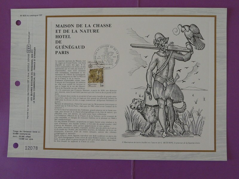 hunting falconry bird falcon FDC folder CEF 605-1981