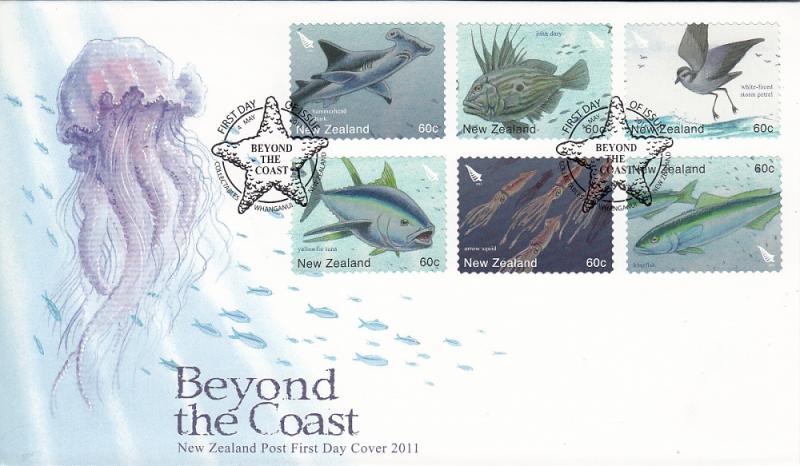 New Zealand 2011 FDC Beyond the Coast Marine Life Set of 12