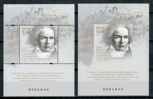Poland 2020 MNH Stamps Souvenir Sheet New Print x2 Ludwig van Beethoven Music
