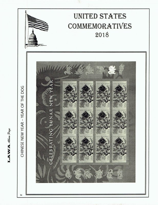 2018 US COMMEMORATIVE PLATE BLOCKS  SUPPLEMENT – LAWA Album Pages