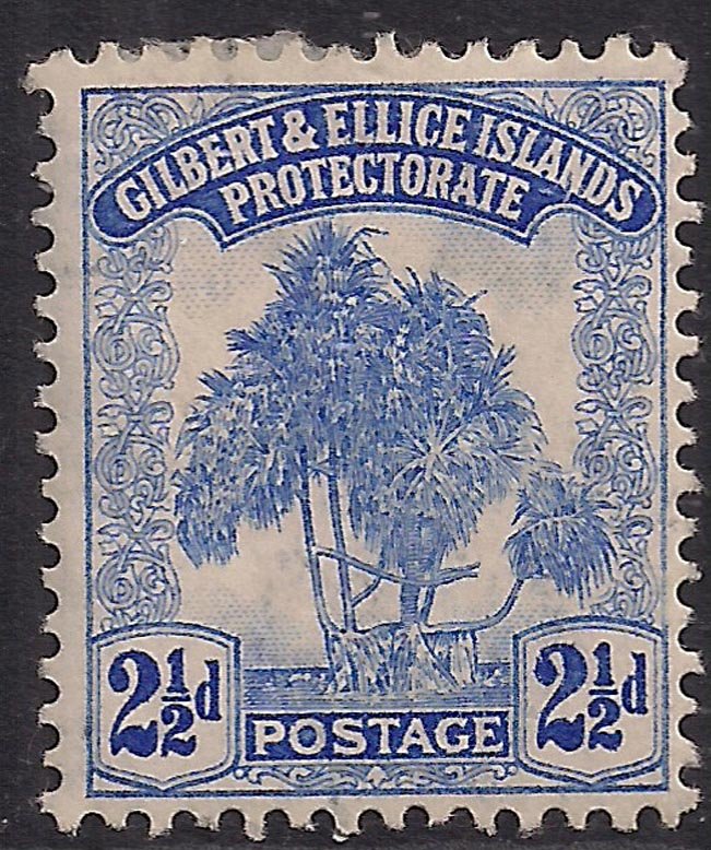 Gilbert & Ellice Islands 1911 KGV 2 1/2d Blue Pandanus Pine MM SG 11  ( B403 )