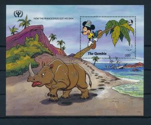 [22371] Gambia 1991 Disney Mickey Mouse and Rhinoceros MNH