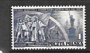 POLAND Sc 319 NH ISSUE OF 1938 - AMERICAN HISTORY