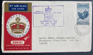 1953 Papua New Guinea FDC Cover To London Queen Elizabeth II Coronation