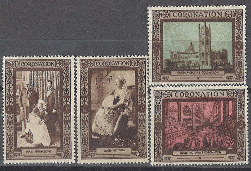 COLLECTION LOT # 2532 GREAT BRITAIN 4 NU GUMMED CINDERELLA QV CORONATION 100th