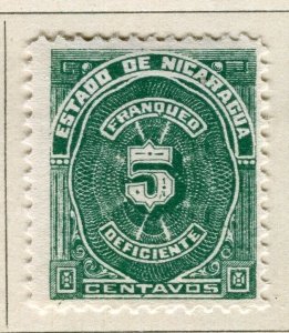 NICARAGUA; 1898 early classic Postage Due issue Mint hinged 5c. value