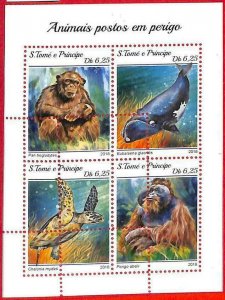 A3269 - SAO TOME & PRINCE, ERROR MIPERF, miniature s: 2018, whales, orangutans-