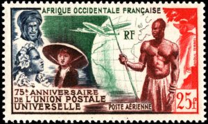 French West Africa #C15, Complete Set(3), 1949, UPU, Hinged