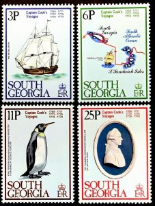 South Georgia 1979 Sc#52/55 COOK-PENGUINS-SHIPS Set (4) MNH