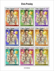 Sao Tome & Principe 2021 MNH Elvis Presley Stamps Music Celebrities 9v M/S IV 