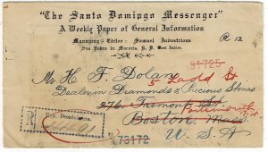 Dominican Republic 1927 San Pedro de Marcoris cancel on registered cover to U.S.