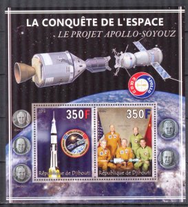 Djibouti 2013 Conquest of Space (XVI) Project Apollo - Soyuz Sheet MNH