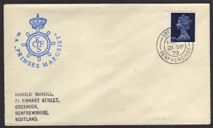 Great Britain 1970 post at Sea cover to Scotland #561