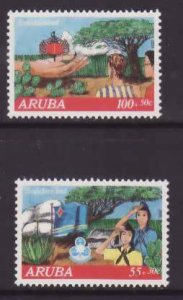 Aruba-Sc#B27-8- id5-unused NH semi-postal set-Girl Scouts-1992-