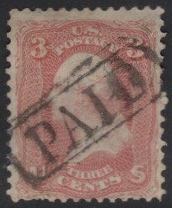 US Scott # 65 3c Washington Fancy Cancel / Nice Paid