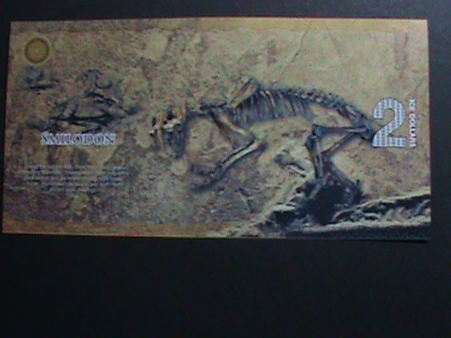 ​AFRICA-SMILODON-2 ICE DOLLARS POLYMER PICTORIAL NOTE-UNC- VERY FINE LAST ONE