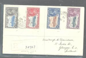 GILBERT AND ELLICE ISLANDS (P2903B) KGV SILVER JUBILEE SET ON REG COVER TO SCOTL