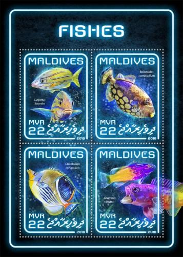 MALDIVES - 2018 - Fishes - Perf 4v Sheet - MNH