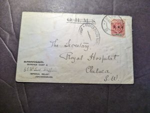 1901 South Africa Boer War Cover Johannesburg to Chelsea SW England