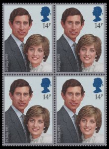 GB 1160 Royal Wedding 14p block (4 stamps) MNH 1981