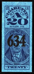 TA411b Series 125 Cigarette Revenue Stamp: 20 Cigarettes (1955) Used