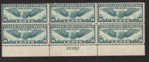 US, SC# C24 MNH Fine PB of 6, CV $110.00