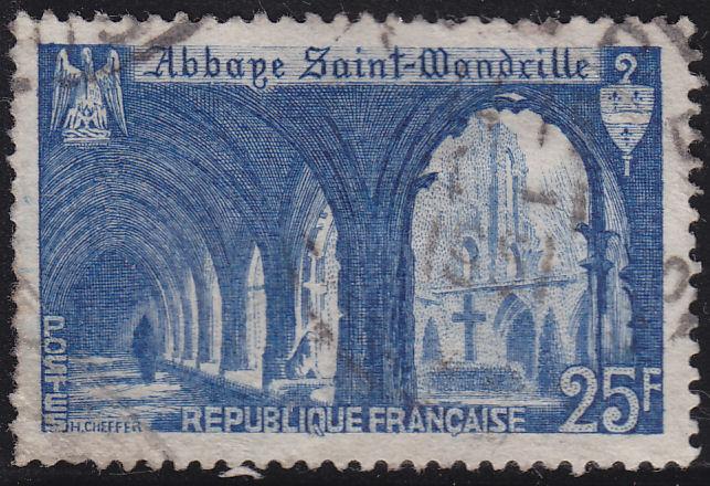 France 623 Cloister of St Wandrille Abbey 25Fr 1949