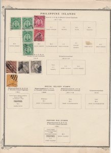 philippine stamps on album page  ref 13523 