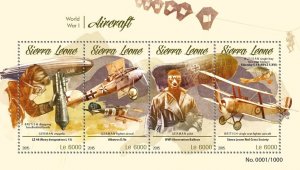 SIERRA LEONE - 2015 - World War One Aircraft - Perf 4v Sheet -Mint Never Hinged