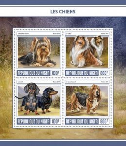 Niger - 2017 Dogs on Stamps - 4 Stamp Sheet - NIG17305a