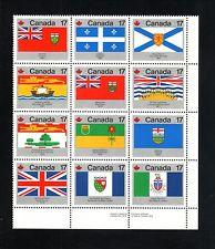 CANADA PROVINCIAL FLAG SHEET #832A MNH